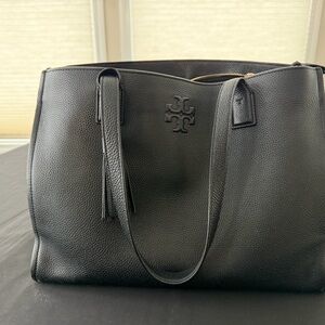 Tory Burch Black Pebbled Leather Tote